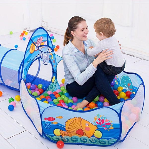 CARPA, TÚNEL Y PISCINA DE PELOTAS 3 EN 1